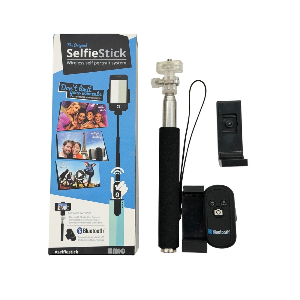 EMIO The Original SelfieStick Wireless Bluetooth Monopod System Black Extendable